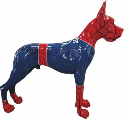 Zdjęcie produktu dla Casa Padrino Dekoracyjna rzeźba Dog niemiecki Niebieski / Czerwony / Czarny 125 x wys. 110 cm