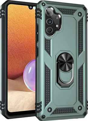 Produktbild von Mobigear Armor Ring  Samsung Galaxy A32 4G Hülle Hardcase Backcover Stoßfest mit Ringhalter - Grün