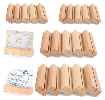 Produktbild von Eine Packung mit 20 Kartenhaltern aus Holz, verwendbar als Fotohalter, Postkartenhalter, Menükartenhalter, geeignet für Hochzeiten, Geburtstagsfeiern