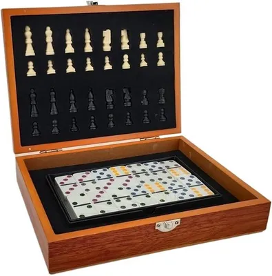Imagen del producto de Juego de ajedrez de madera plegable 2 en 1, ideal para llevar de viaje