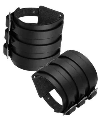 Produktbild von Punk Gothic Herren Kunstleder Armband Set in Braun und Schwarz