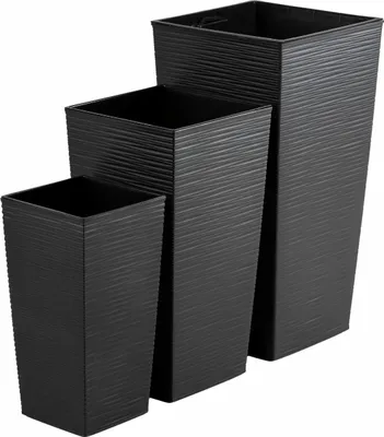 Produktbild von HowHomely | Blumentöpfen - Pflanzentöpfe - schwarz - 3er Set - Rillenstruktur - Übertöpfe - Dekorativ