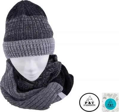 Produktbild von P&T Jungen Wintermütze mit Ohrenklappe - Schwarz/Grau - 51-53 cm