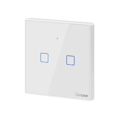 Zdjęcie produktu dla Sonoff T2Eu2C-Tx Dwukanałowy Dotykowy Włącznik Światła Przełącznik Przycisk Wi-Fi Biały (Im190314016)