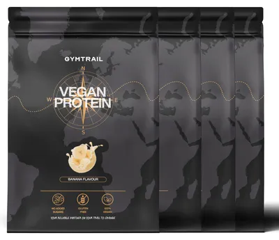 Produktbild von GYMTRAIL® Veganes Eiweißpulver aus Erbsenprotein 2000g | Pflanzliches Proteinpulver mit essenziellen Aminosäuren | Ohne Soja und Süßungsmittel mit Birkenzucker | Banana