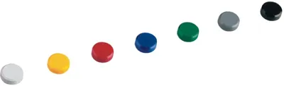 Produktbild von Rundmagnet 20mm Durchmesser 0,3kg Haftkraft 20 Stück farblich sortiert Packung mit 30 Stück