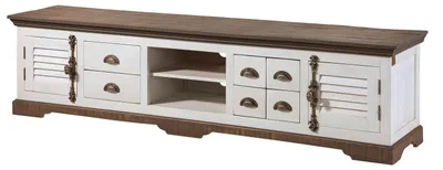 Immagine prodotto di MASSIVMOEBEL24 | Mobile TV TOULOUSE #109 in Legno di Mango Laccato Bianco - 220x45x55