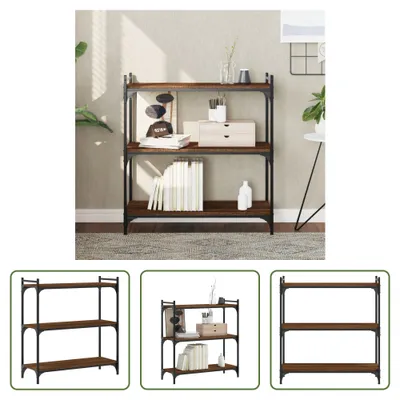 Produktbild von The Living Store Bücherregal 3 Böden Braun Eichen-Optik 80x30x86cm Holzwerkstoff