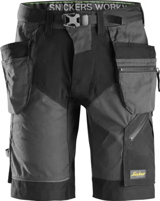 Produktbild von Snickers FlexiWork Arbeitsshorts m. Holstertaschen Stahlgrau-Schwarz-44
