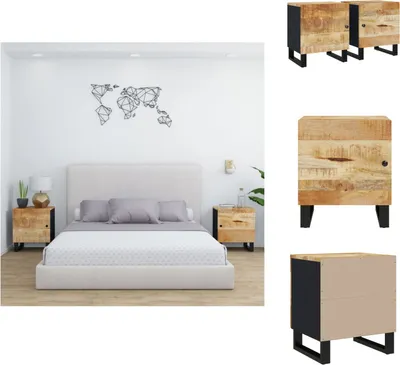 Zdjęcie produktu dla vidaXL Szafki nocne 2 szt. 40x33x46 cm lite drewno mango - Szafki nocne