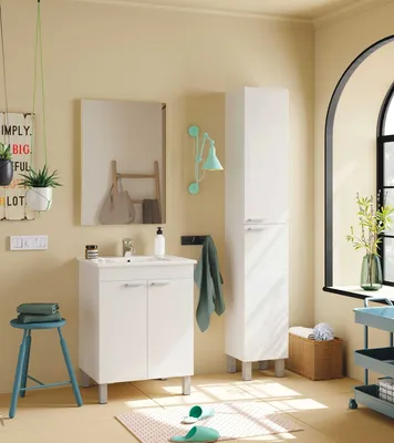 Produktbild von Badezimmer-Set >LC1< in weiß glänzend - 60x80x45 (BxHxT)