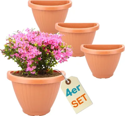 Produktbild von 4er Set Blumentopf Wand Blumentopf Wandmontage Wandblumentopf Wandvasen für Pflanzen Pflanzen Wandhalterung Wandtopf Außenbereich 30 cm Terrakotta