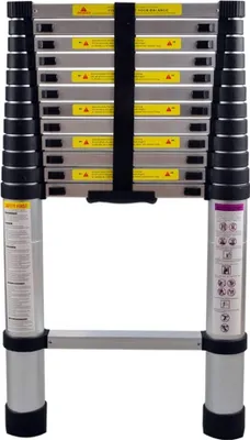 Produktbild von NAIZY Teleskopleiter 3,8m Alu-teleskopleiter Rutschfester Aluleiter Schiebeleiter Sprossenleiter Ausziehleiter Teleskop-Design Mehrzweckleiter max 150 kg Belastbarkeit