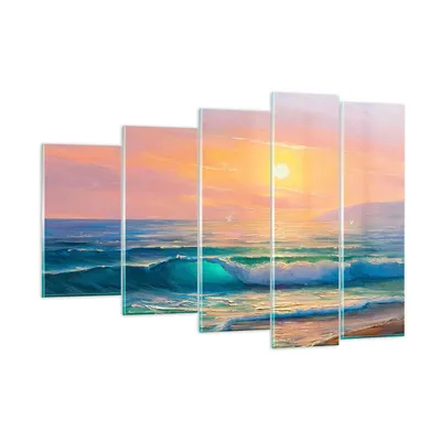 Produktbild von Bilder auf glas - Meer Welle Ufer - 150x100cm - Glasbilder - Wandbilder - Kunstdruck - zum Aufhängen bereit - Wanddekoration aus Glas - Glas Bilder - Wandbild auf Glas - 5 Teile - GEG150x100-3915