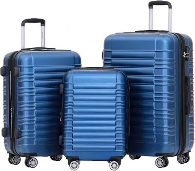 Produktbild von Famanu Hartschalen-Trolley mit Doppelrollen - Blau, Größe M, L, XL, 3er Set