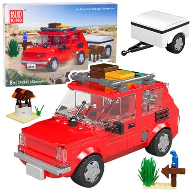 Produktbild von Bausteinset Auto Fiat 126 Maluch mit Anhänger 393 Teile.