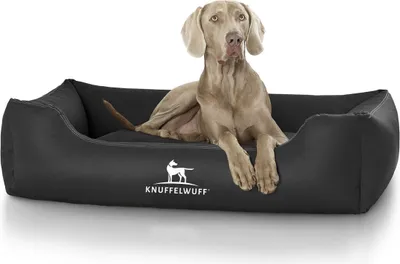 Produktbild von Knuffelwuff Kunstleder Hundebett Sidney XL 105 x 75cm Schwarz