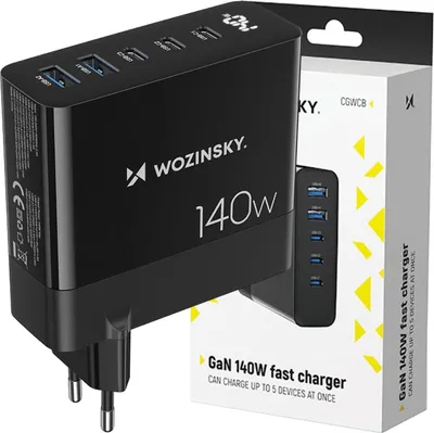 Immagine prodotto di Gan Wozinsky Cgwcb 140W caricatore di rete 3 X Usb-C / 2 X Usb-A - Nero