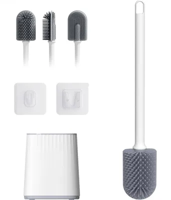 Productafbeelding van Ibergrif Siliconen toiletborstel met afdruipbak, antilek, roestvrij staal, wit