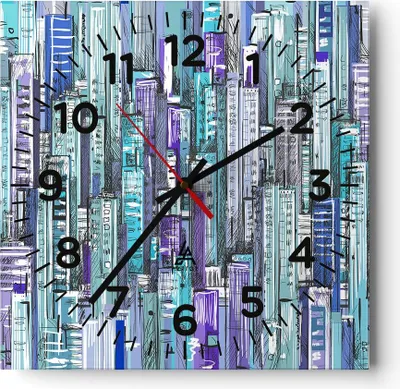 Produktbild von Wanduhr - Quadrat - Glasuhr - Abstraktion modern - 40x40cm - Schleichendes Uhrwerk - Lautlos - zum Aufhängen bereit - Dekoration Modern - Wanddekoration aus Glas - C4AC40x40-3857