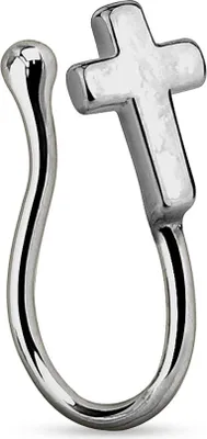 Produktbild von Nasenpiercing Nasenring Fake Piercing Kreuz Cross Nasenclip None Clip On Stecker