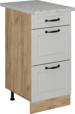 Produktbild von Küchenunterschrank Vicco R-Line Weiß Landhaus 40 cm mit Schubladen, AP Marmor, Model 54036