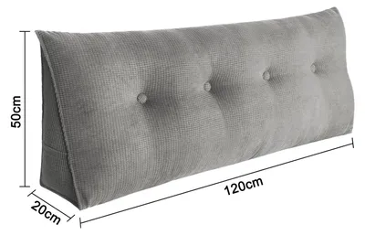 Obrázok produktu pre Opieradlo na chrbát, vhodné na posteľ alebo pohovku – klinový vankúšik 120 cm – trojuhlový bedrový vankúš – ergonomická pamäťová pena – dlhý vankúšik na opretie hlavy a čítanie – odnímateľný a prateľný poťah – polyesterová bavlna