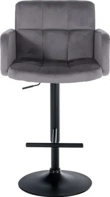 Produktbild von 2er Set Barhocker SUTUN - Samt Dunkelgrau 60x56x93 cm Schwarz | Barstuhl Höhenverstellbar Mit Lehne Drehbar Tresenhocker Tresenstuhl Kneipenhocker