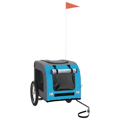 Image de vidaXL Remorque pour vélo Chiens Bleu et gris Tissu Oxford et fer