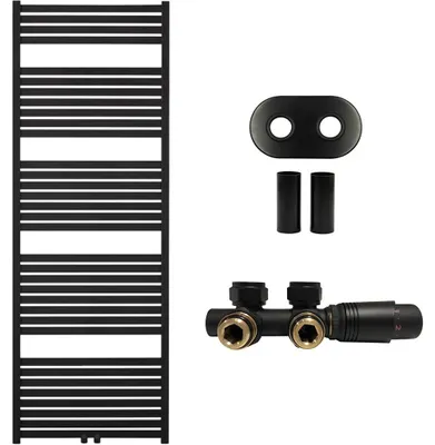 Imagen del producto de CERANO - Juego de radiador para baño Vincenzo - calefacción central - conexión central de 50 mm - 800W -  mate - 1690x600 mm