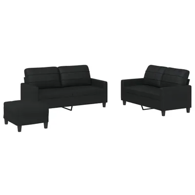 Produktbild von vidaXL 3-tlg. Sofagarnitur mit Kissen Schwarz Kunstleder