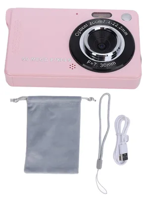 Zdjęcie produktu dla Aparat cyfrowy HD 1080p, ekran 2,8 cala, 50 MP, stabilizacja obrazu, 16-krotny zoom, akumulator, nagrywanie filmów, idealny do selfie dla studentów, 32 GB