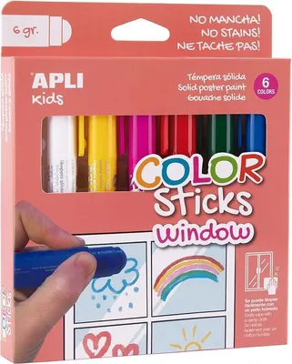 Image de Peinture pour verre Apli, en stick, 6 couleurs