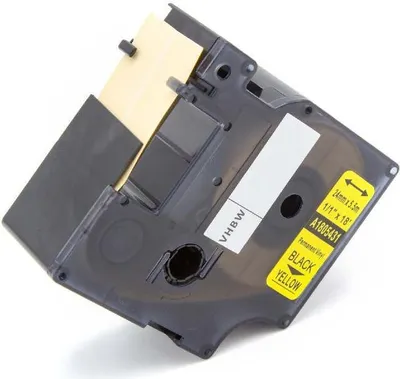 Produktbild von vhbw Schriftband-Kassette kompatibel mit Dymo Rhino 6000, 5000, 5200, 4200, 3000, 1000 Etiketten-Drucker 5,5m x 24mm Schwarz auf Gelb, Vinyl
