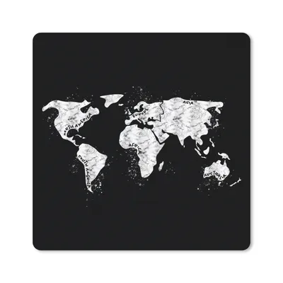 Produktbild von MuchoWow® Mauspad Mousepad Weltkarte - Marmor - Schwarz - Weiß 30x30 cm - Mousepads - Maus Mat - Pad - Mausunterlage - Gaming