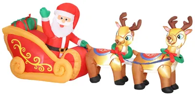 Productafbeelding van Opblaasbare kerstdecoratie, kerstman in rendierslee, polyester