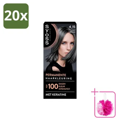 Imagen del producto de 20 tintes permanentes SYOSS 4-15 Dusty Chrome con queratina - Paquete económico - 20 unidades
