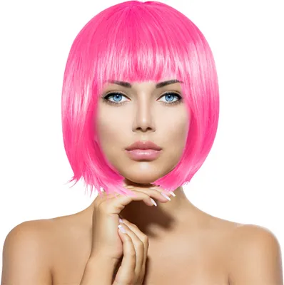 Produktbild von Perücke Bob Cabaret Wig Kurzhaar Charleston Fasching Karneval Halloween Motto Party, rosa