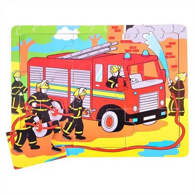 Produktbild von Bigjigs Toys Holzpuzzle Feuerwehrleute 9 Teile
