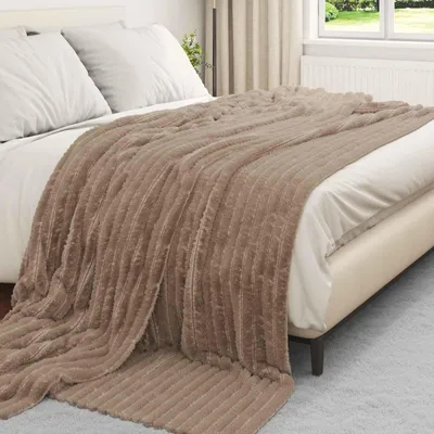 Produktbild von "Winter Sale" Decken - Braun Wohndecken 6 Stück Kamel 270x240cm Fleece DE1678991