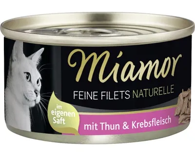 Produktbild von Miamor Feine Filets naturelle Thun & Krebsfleisch, Adult, jede Rasse, Crab (pet food flavor), Thunfisch, 80 g