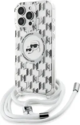 Immagine prodotto di Karl Lagerfeld Klhmp16Xhckcklct Iphone 16 Pro Max 6.9 Transparent Hardcase Iml Crossbody Monogram Karl & Choupette Head Magsafe
