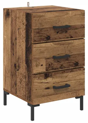 Productafbeelding van Nachtkastje met lade Oudhout 40 x 40 x 66 cm Bewerkt hout