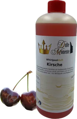 Produktbild von Dufte Momente | Whirlpool Duft 1 Liter Kirsche | mit naturreinen und natürlichen ätherischen Ölen | kein Schaum | vegan und ohne Tierversuche