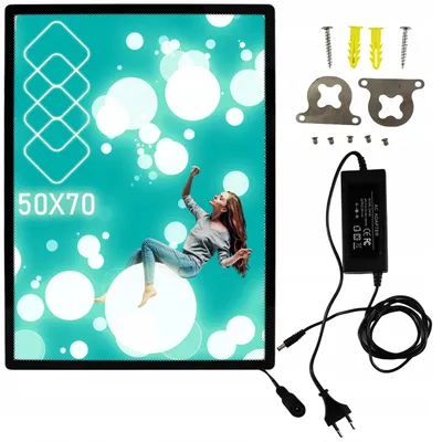 Produktbild von Leuchtrahmen B2 50x70 LED Rahmen Schwarz Posterrahmen beleuchtet Werberahmen Plakatrahmen Bilderrahmen mit gehärtetem Glas
