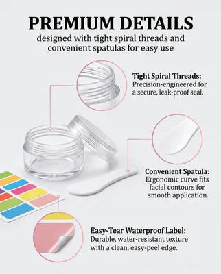 Imagen del producto de Tarros de crema de plástico transparentes, 20 unidades, de 10 gramos, para muestras de cosméticos