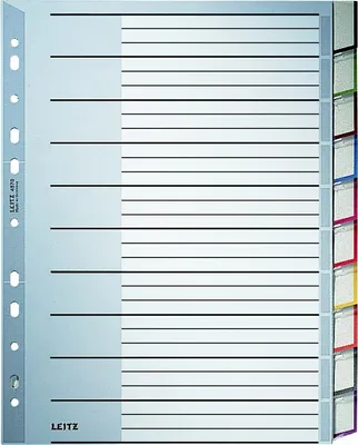 Produktbild von Register A4 10-teilig PP blanko grau Packung mit 10 Stück