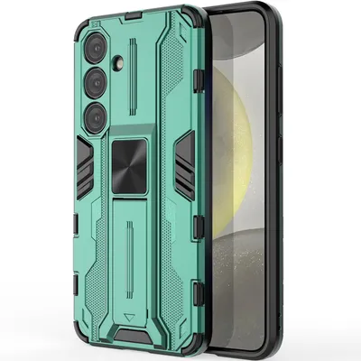 Produktbild von Galaxy S24+ Hülle, Dual Layer PC TPU Bumper Stoßfest Ständer Schutzhülle für Samsung Galaxy S24+ Grün