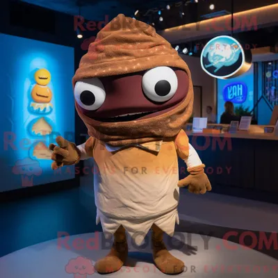 Obrázek produktu pro Hnědá REDBROKOLY postava maskota Fish Tacos oblečená s mikinou a barety
