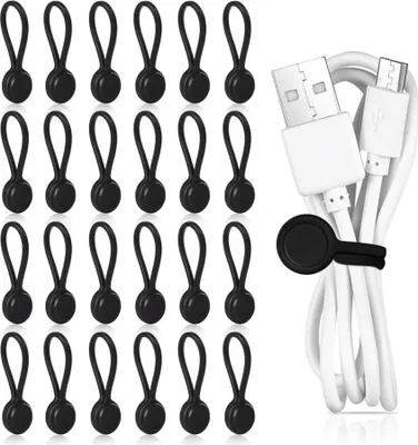 Produktbild von Magnetische Kabelbinder, 24 Stück Silikon Magnet Kabelbinder, wiederverwendbar Multifunktion Kabel Organizer | Für Kopfhörer, USB-Ladekabel, Büro